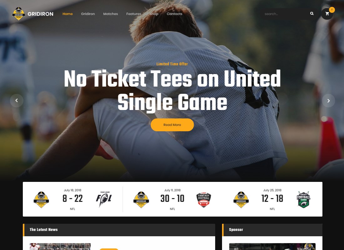 Gridiron | American Football & NFL Team WordPress Them