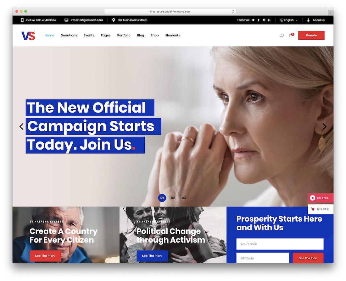 votestart political wordpress theme